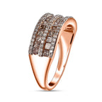 9K Rose Gold Certified Natural Champagne Diamond and White Diamond Ring 1.00 Cts