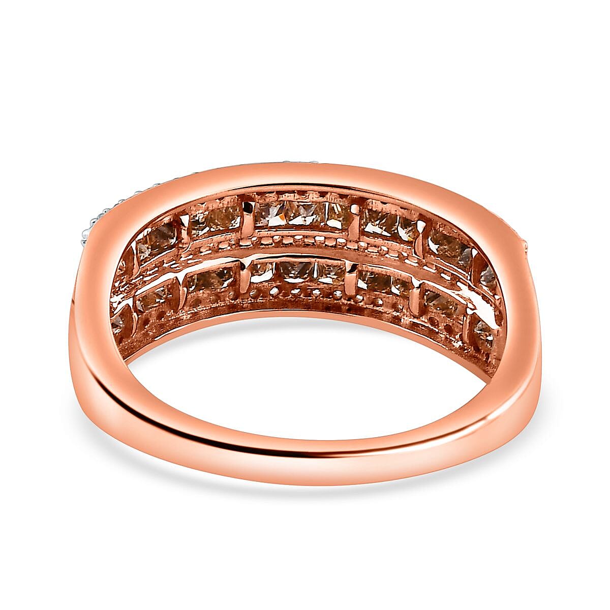 9K Rose Gold Certified Natural Champagne Diamond and White Diamond Ring 1.00 Cts 7698129 8