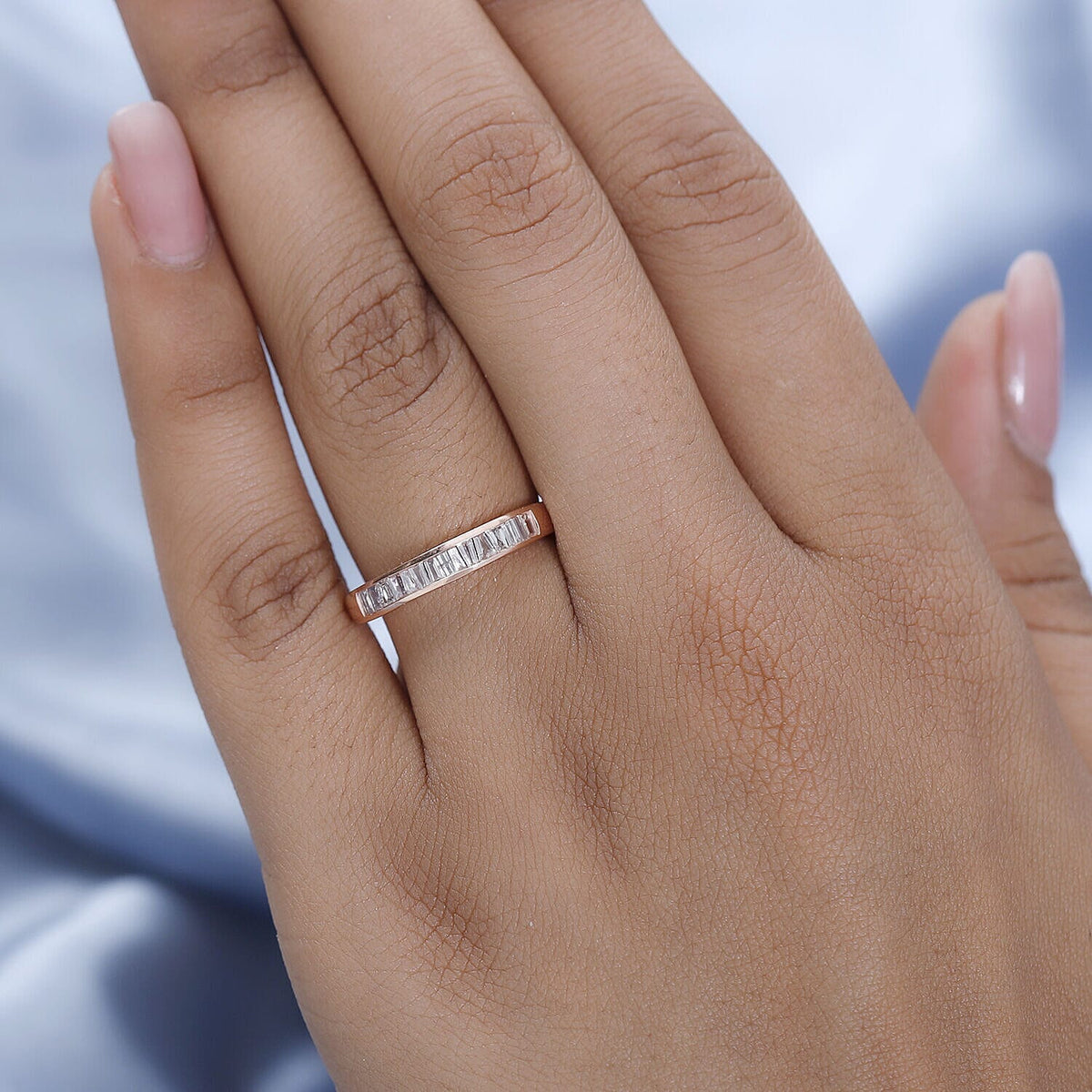 9K Rose Gold SGL Certified Natural Pink Diamond Half Eternity Wedding Band Ring 0.50 Ct 7378429 4