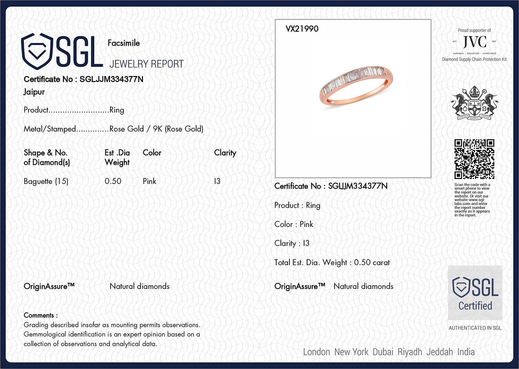 9K Rose Gold SGL Certified Natural Pink Diamond Half Eternity Band Ring 0.50 Ct
