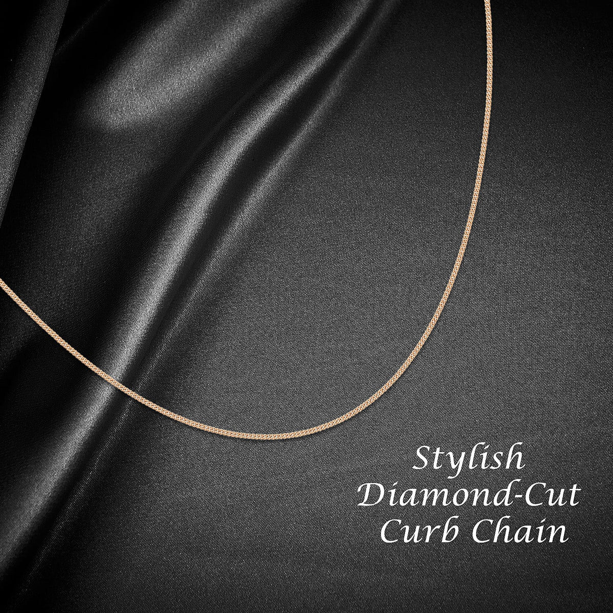 Diamond Cut Adjustable Curb Chain 18 Inch-20 Inch in 9K Rose Gold 7592327 2