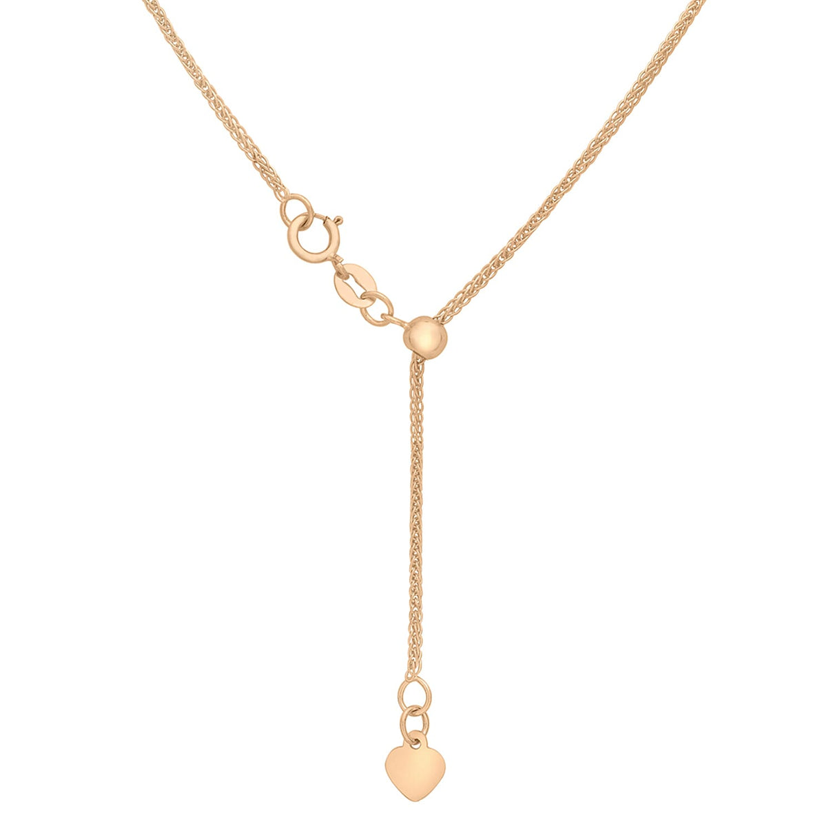 Adjustable Heart Slider Spiga Chain 22 Inch in 9K Rose Gold 7582976 2