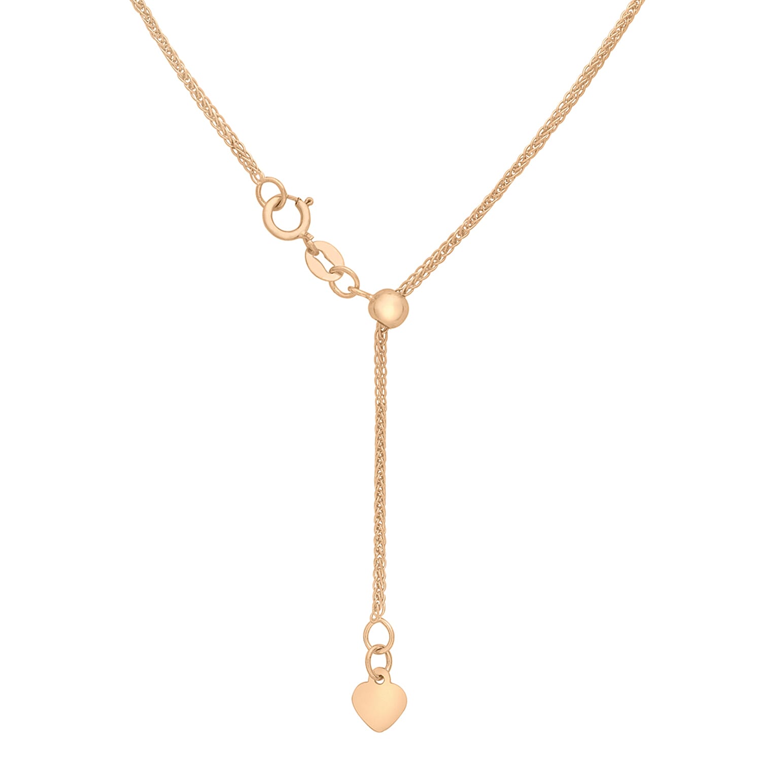 Adjustable Heart Slider Spiga Chain 22 Inch in 9K Rose Gold 7582976 2