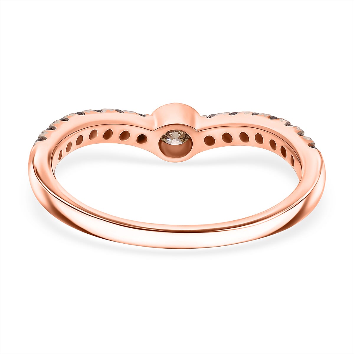 9K Rose Gold Champagne Diamond Chevron Ring 8157080 3
