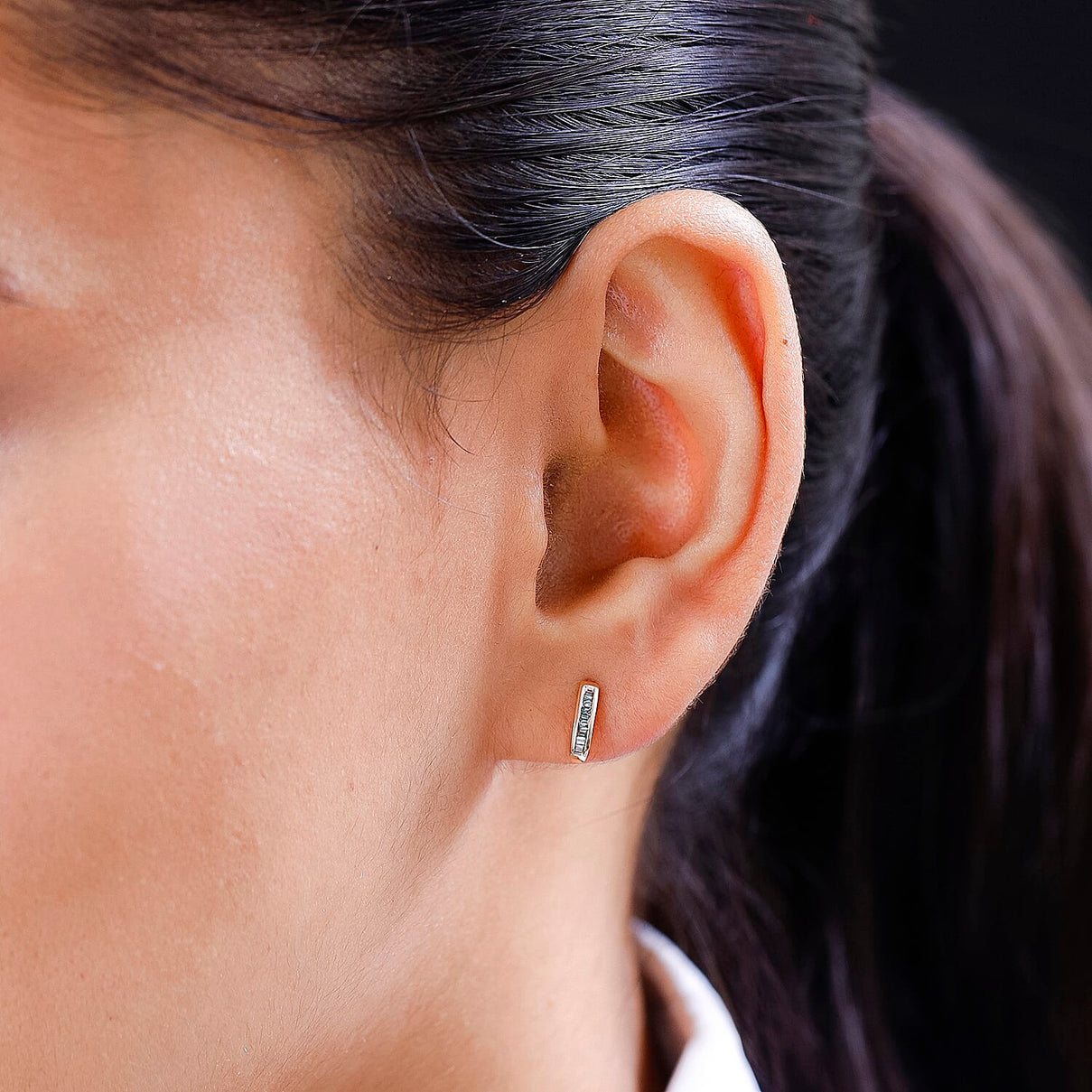 9K Rose Gold Natural Champagne Diamond J Hoop Earrings 7515745 3