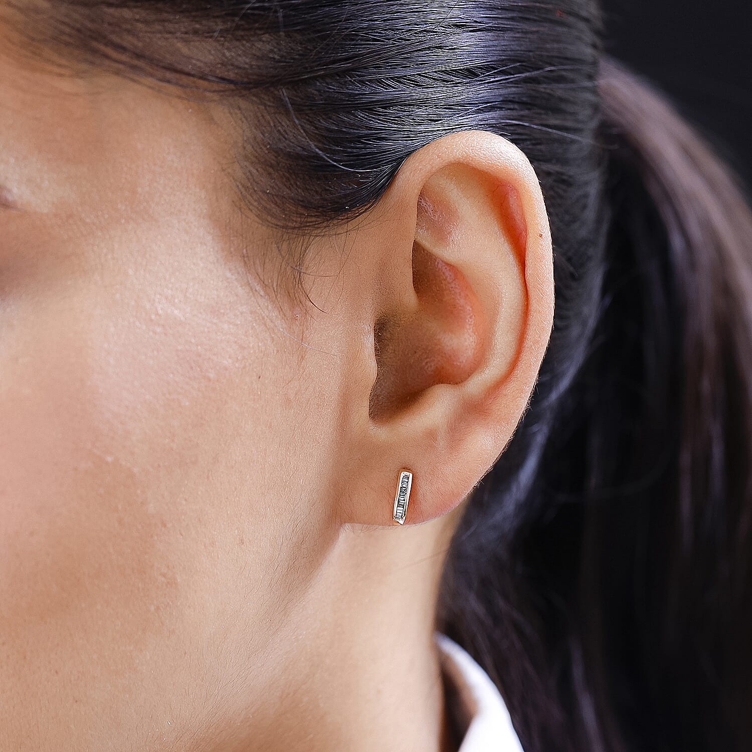 9K Rose Gold Natural Champagne Diamond J Hoop Earrings 7515745 3
