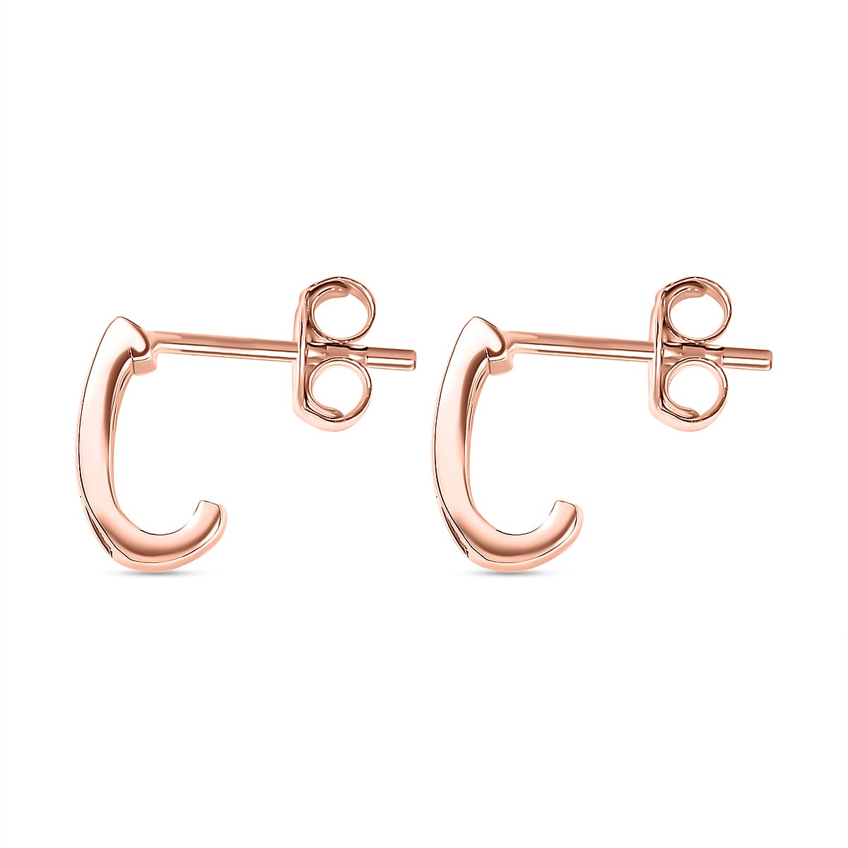 9K Rose Gold Natural Champagne Diamond J Hoop Earrings 7515745 4