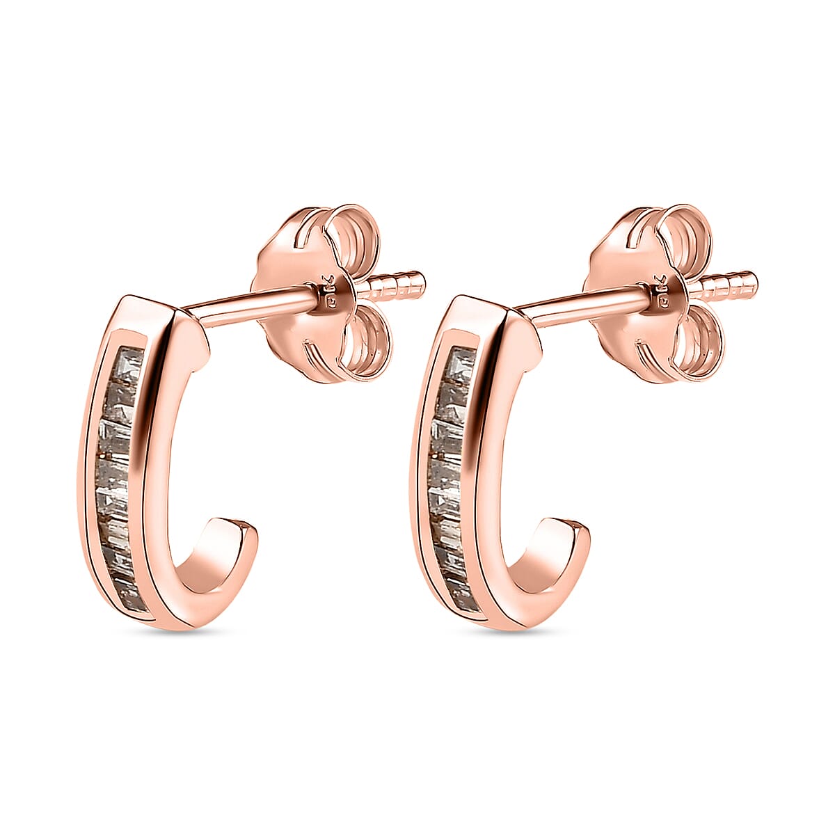 9K Rose Gold Natural Champagne Diamond J Hoop Earrings 7515745 5