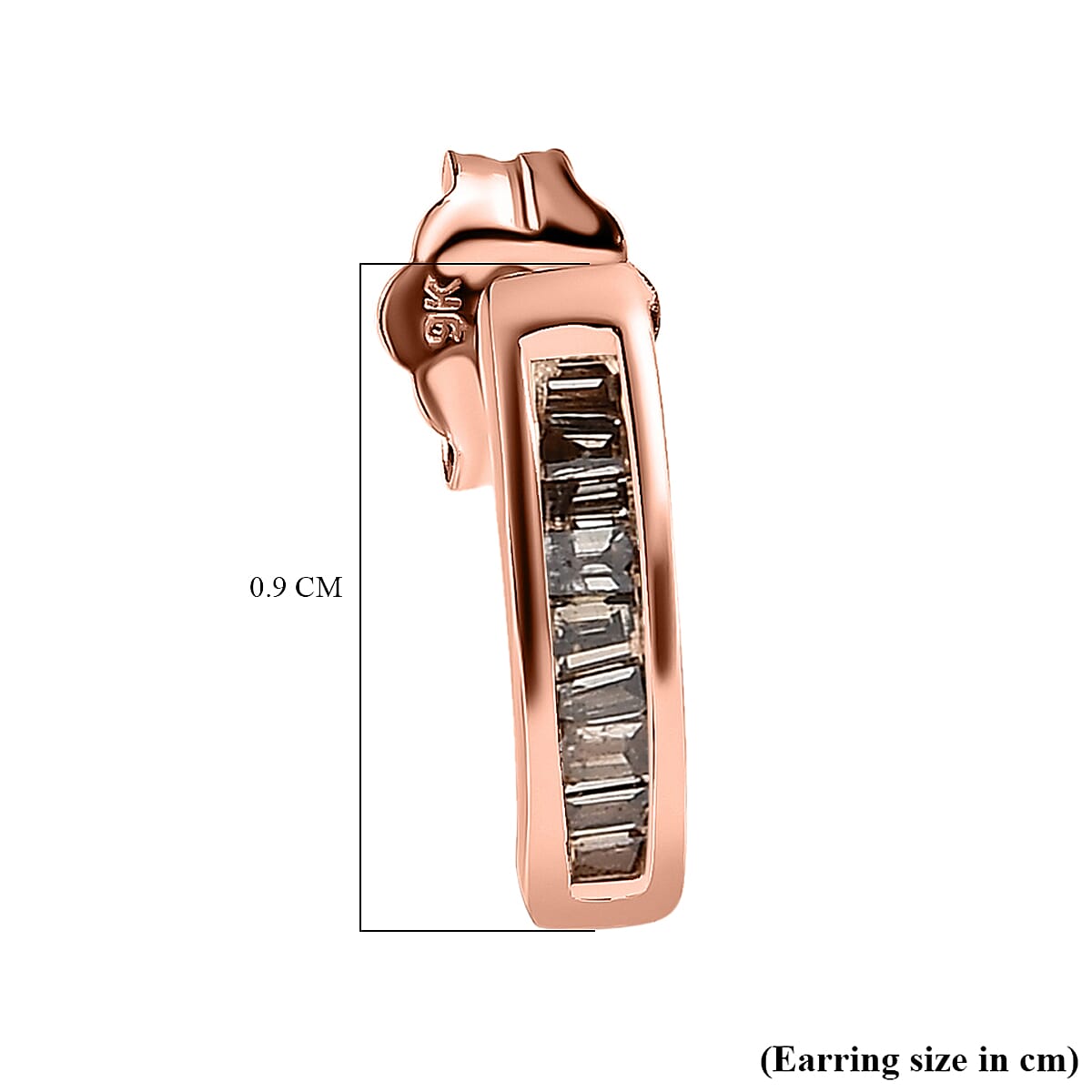 9K Rose Gold Natural Champagne Diamond J Hoop Earrings 7515745 6