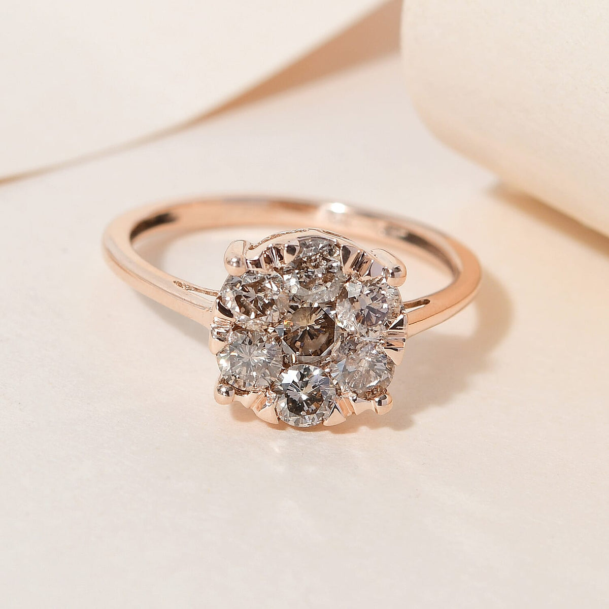 9K Rose Gold Cluster Champagne Diamond Ring 1.00 Ct. 7785731 2
