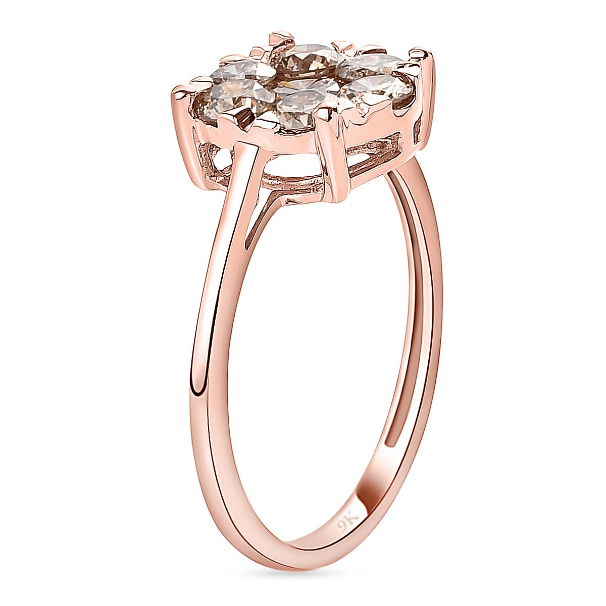 9K Rose Gold Cluster Champagne Diamond Ring 1.00 Ct. 7785731 4