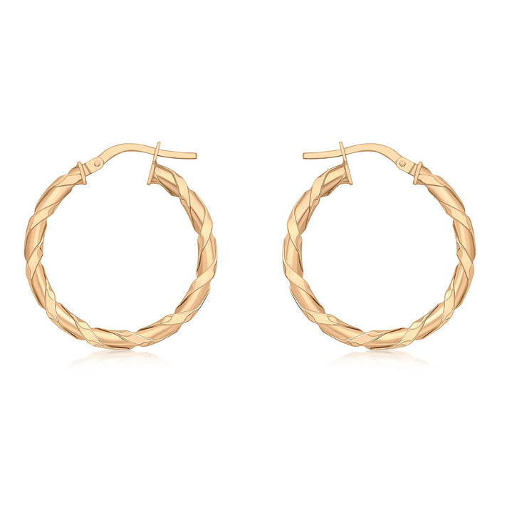 9K Rose Gold 25mm Twist Hoop Creole Earrings 7341912 1