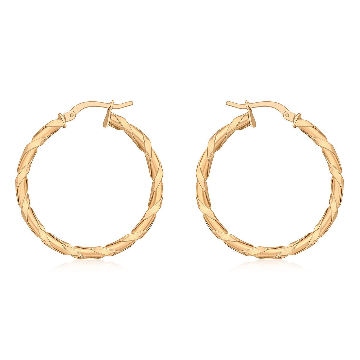 9K Rose Gold 30mm Twist Creole Earrings 7341913 0