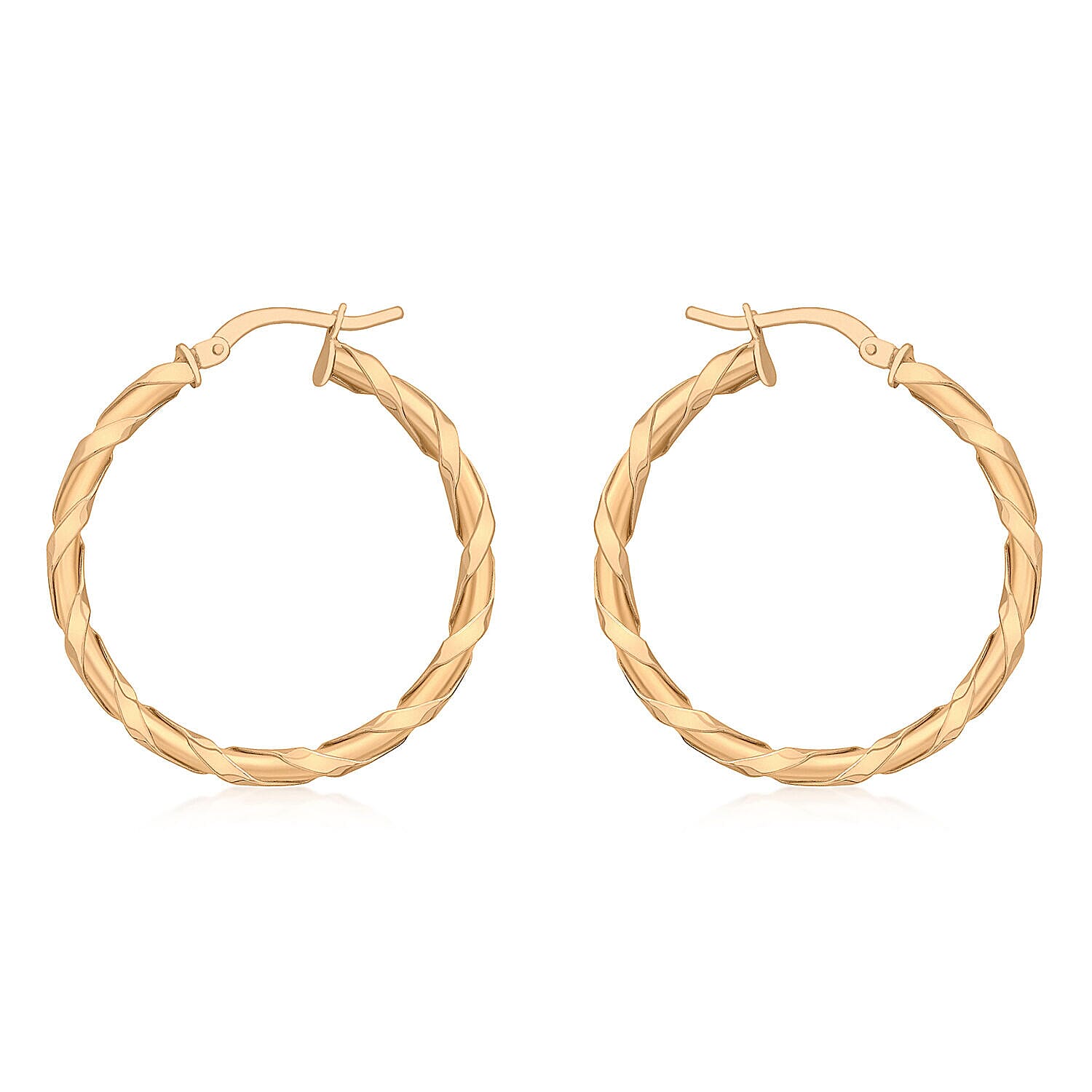 9K Rose Gold 30mm Twist Creole Earrings 7341913 0