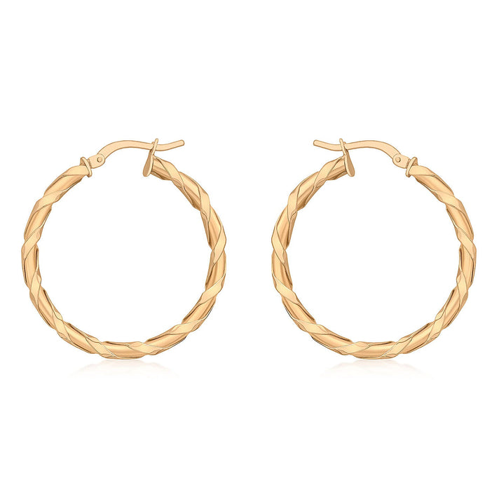 9K Rose Gold 30mm Twist Creole Earrings 7341913 1