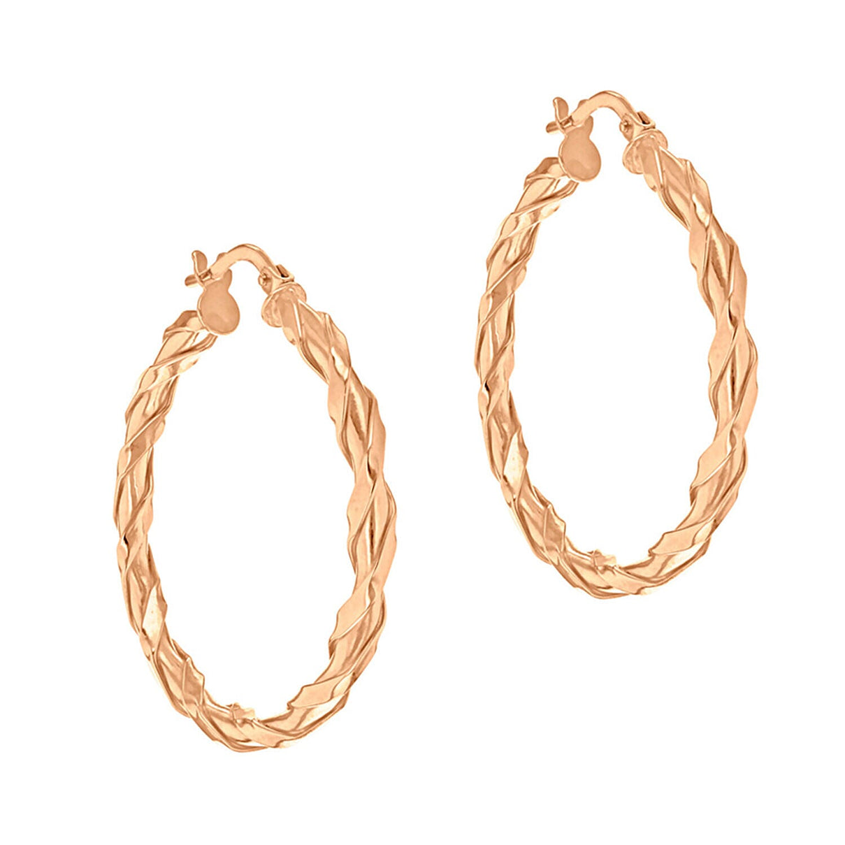 9K Rose Gold 30mm Twist Creole Earrings 7341913 1