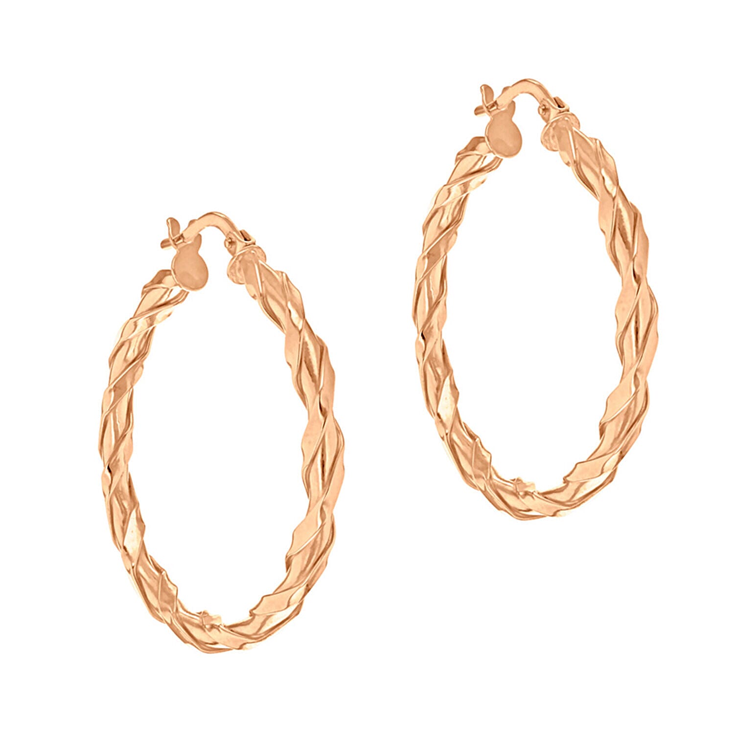 9K Rose Gold 30mm Twist Creole Earrings 7341913 1