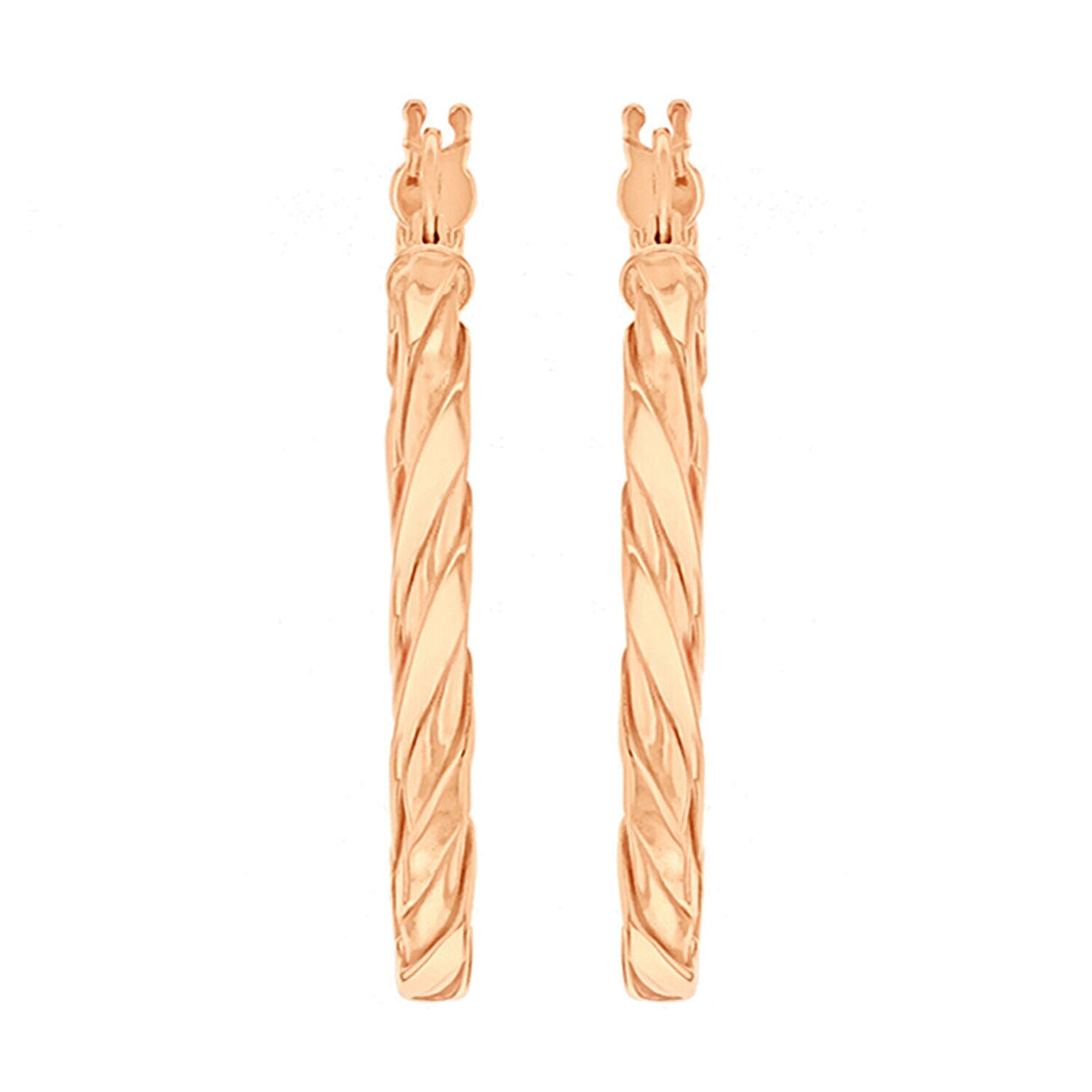9K Rose Gold 30mm Twist Creole Earrings 7341913 2