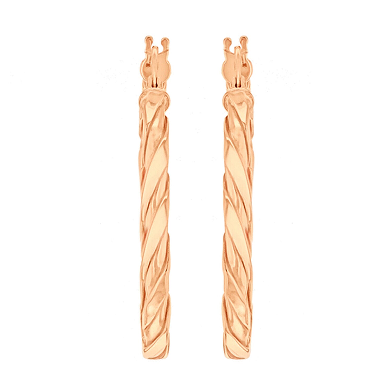9K Rose Gold 30mm Twist Creole Earrings 7341913 2