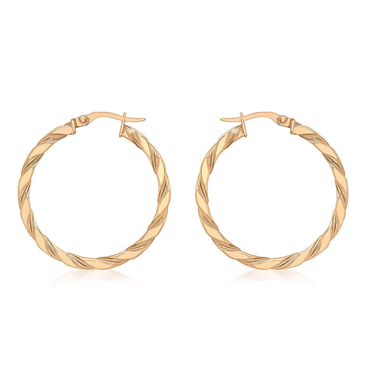9K Rose Gold 30mm Twist Earrings 7341467 0