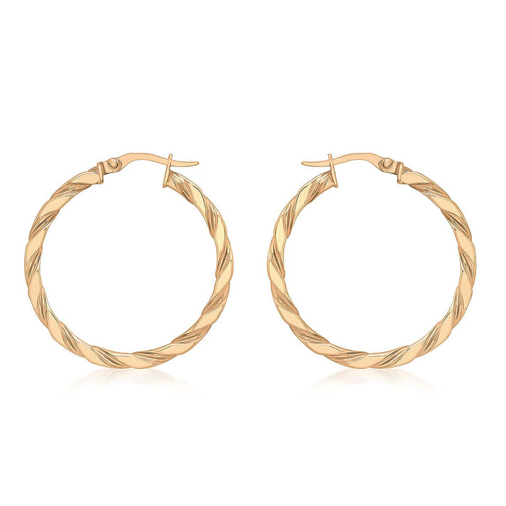 9K Rose Gold 30mm Twist Earrings 7341467 1
