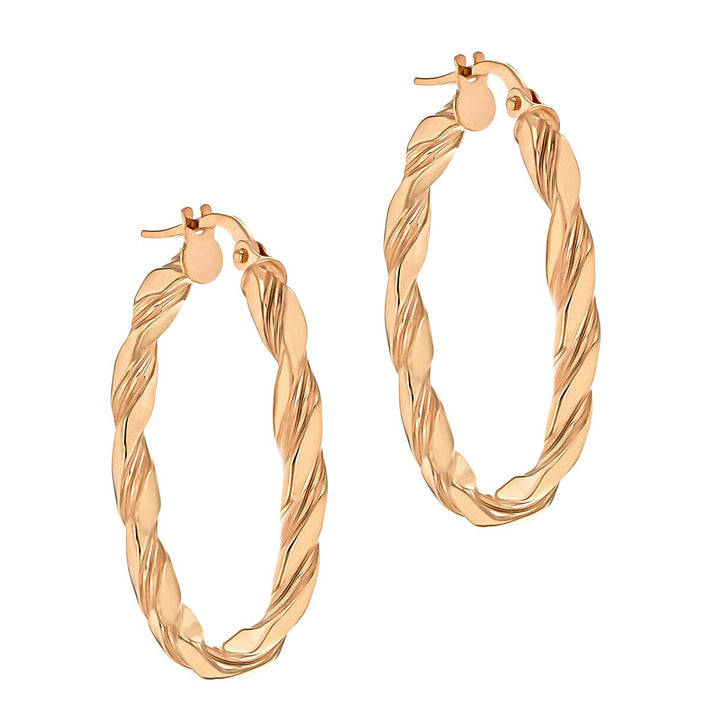 9K Rose Gold 30mm Twist Earrings 7341467 2