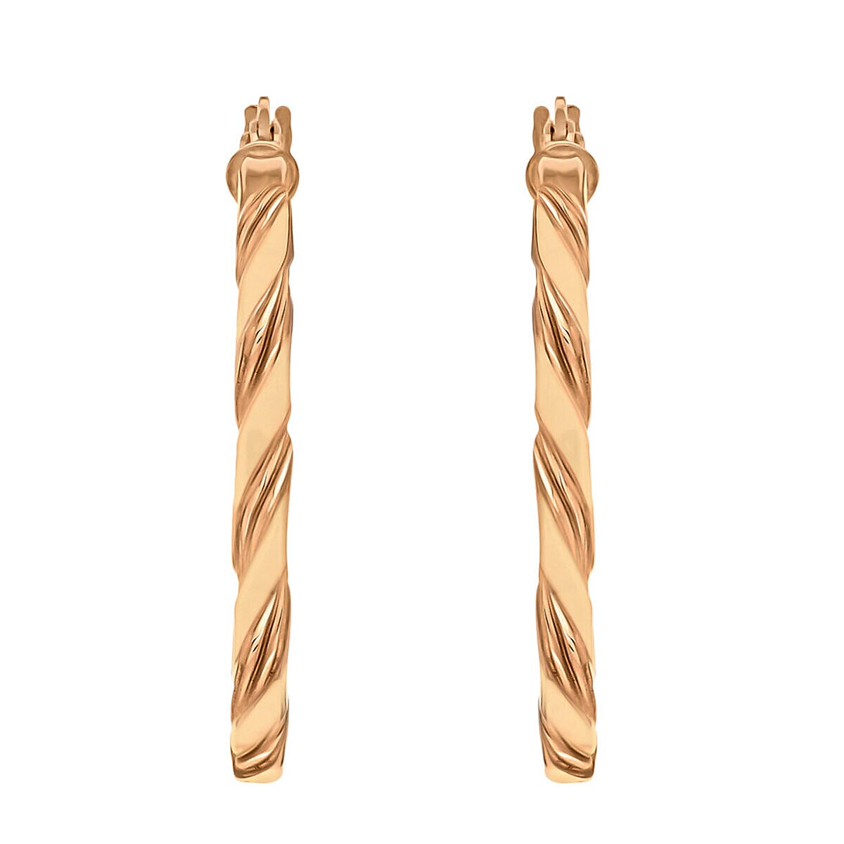 9K Rose Gold 30mm Twist Earrings 7341467 2
