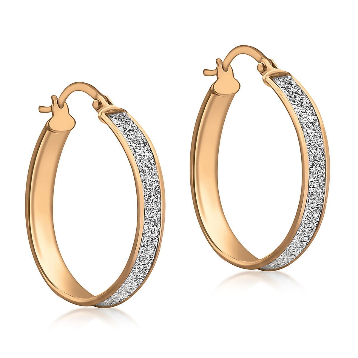 9K Rose Gold 4mm Tube 24mm Stardust Hoop Earrings 7341472 0