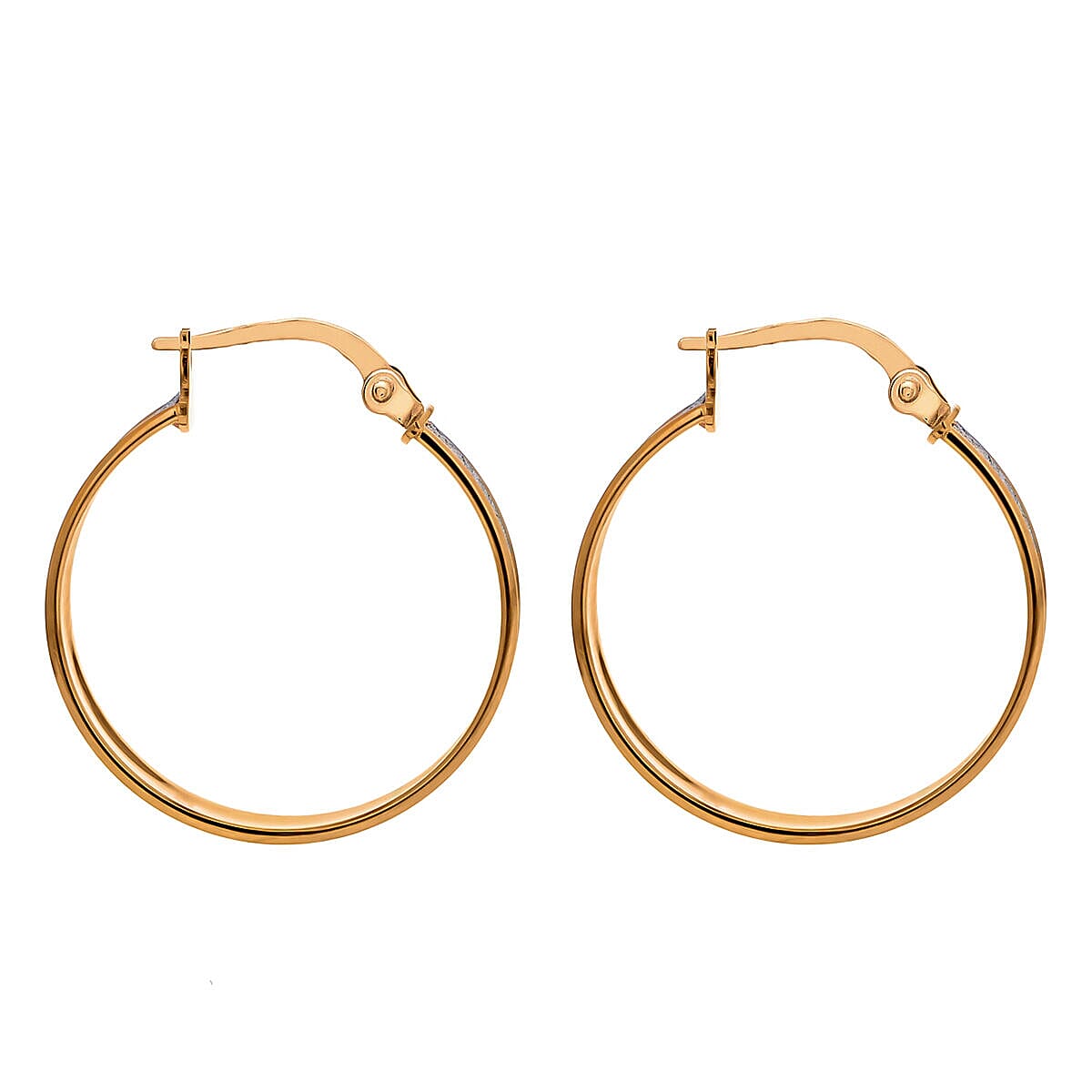 9K Rose Gold 4mm Tube 24mm Stardust Hoop Earrings 7341472 1