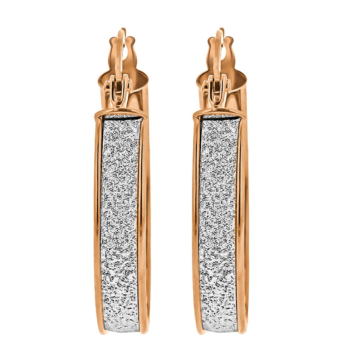 9K Rose Gold 4mm Tube 24mm Stardust Hoop Earrings 7341472 2