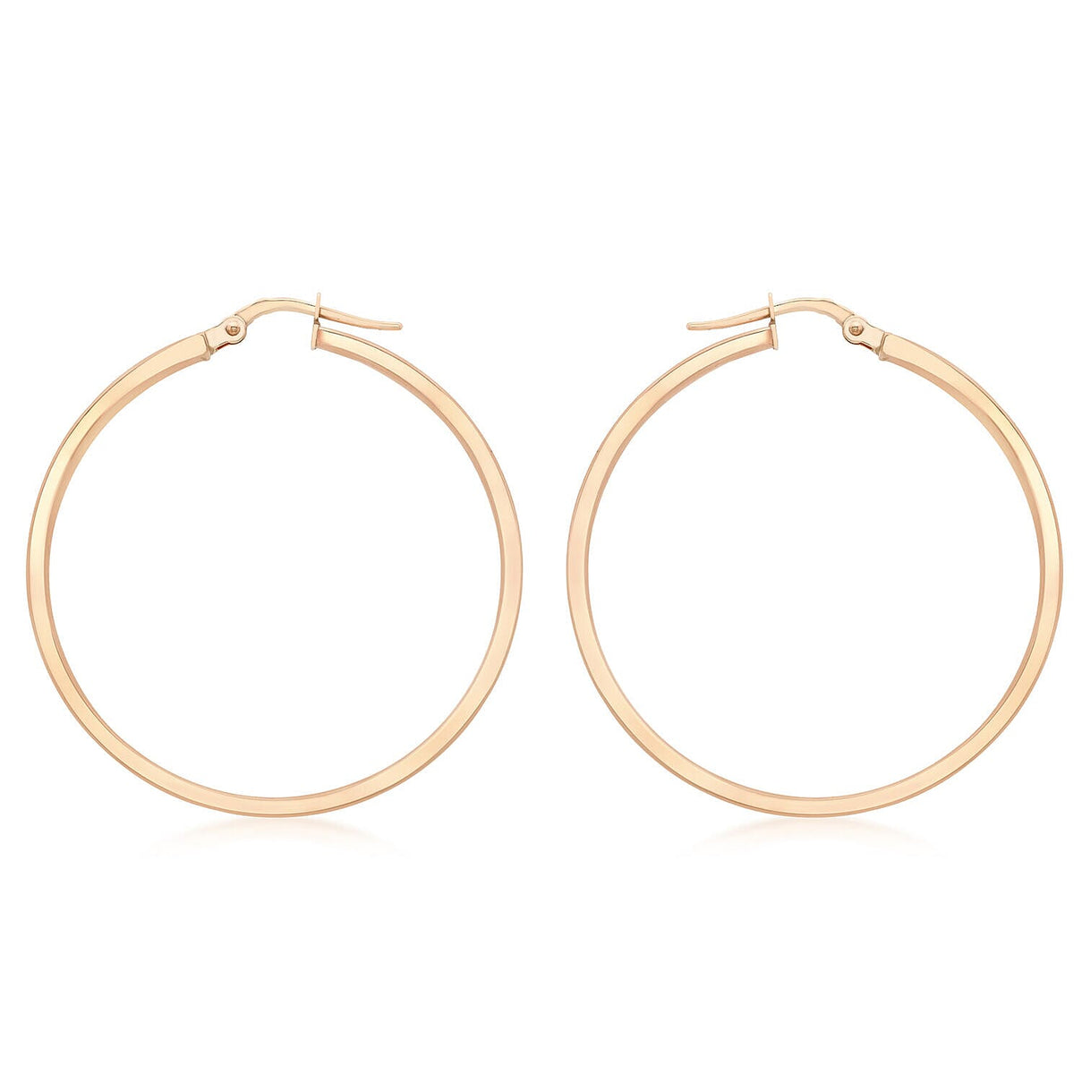 9K Rose Gold 3mm Rectangular Tube 35mm Polished Earrings 7341900 0