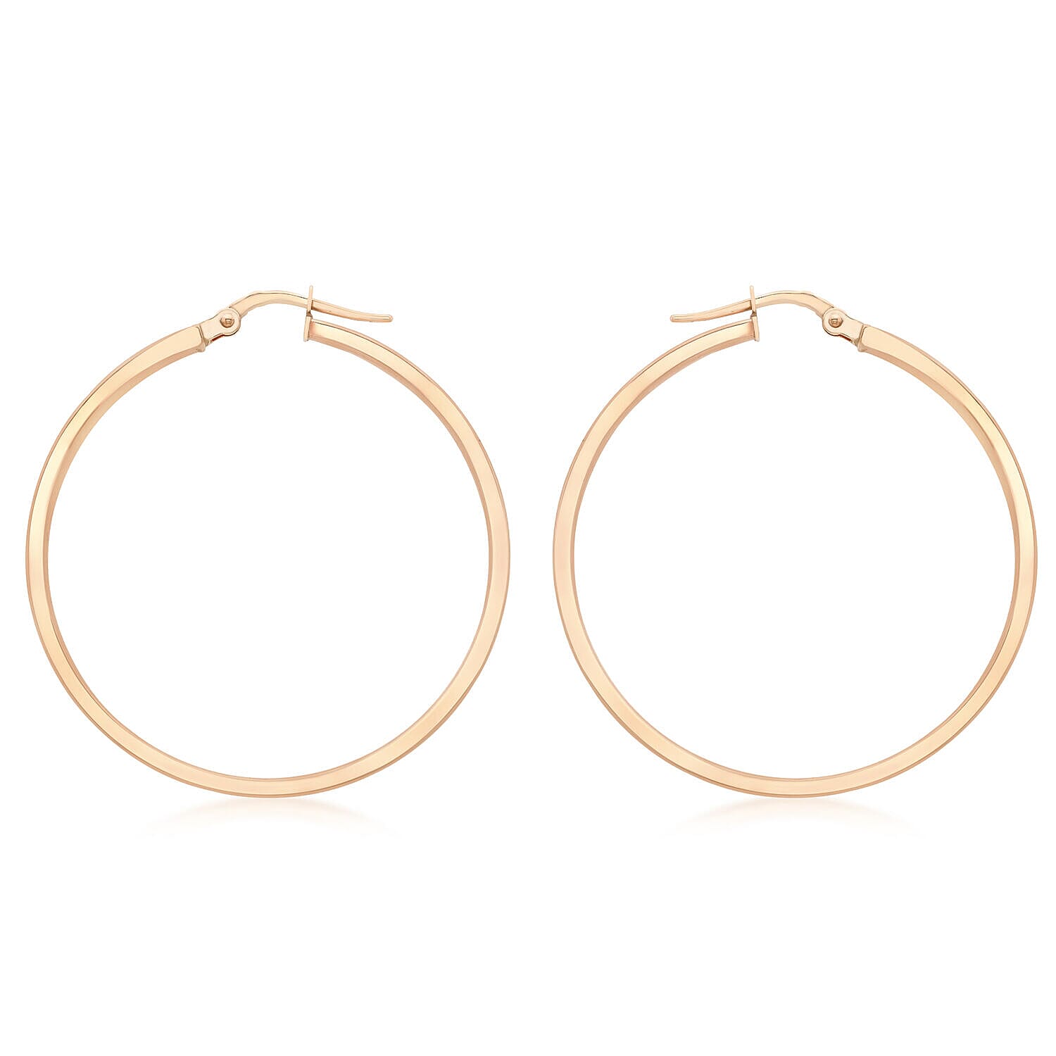 9K Rose Gold 3mm Rectangular Tube 35mm Polished Earrings 7341900 0