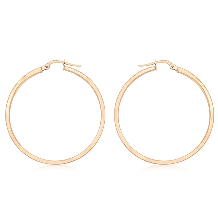9K Rose Gold 3mm Rectangular Tube 35mm Polished Earrings 7341900 1