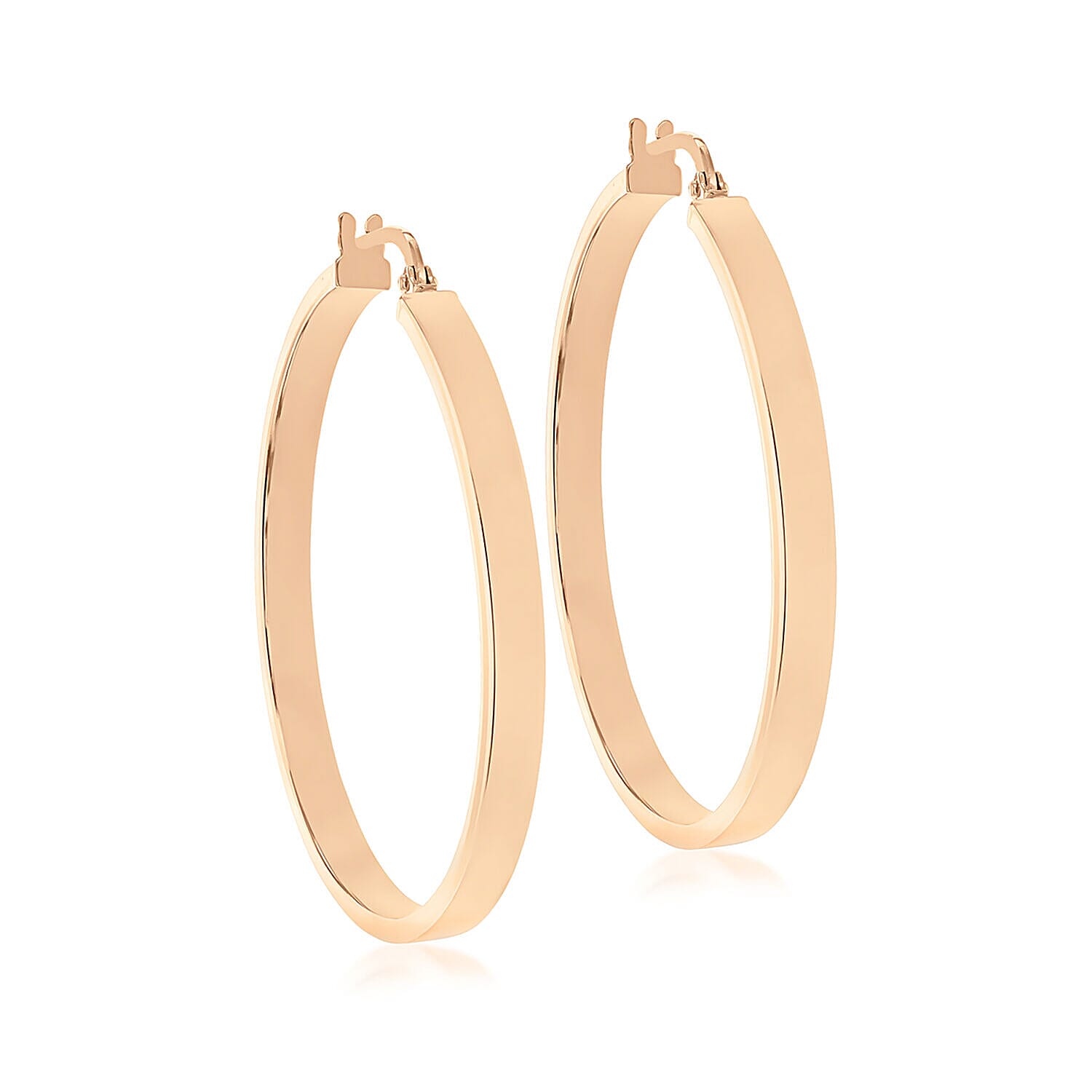 9K Rose Gold 3mm Rectangular Tube 35mm Polished Earrings 7341900 1