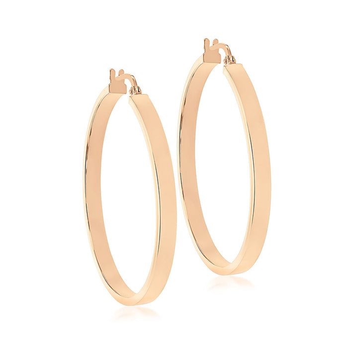 9K Rose Gold 3mm Rectangular Tube 35mm Polished Earrings 7341900 2