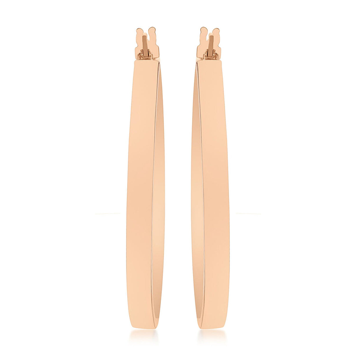 9K Rose Gold 3mm Rectangular Tube 35mm Polished Earrings 7341900 2