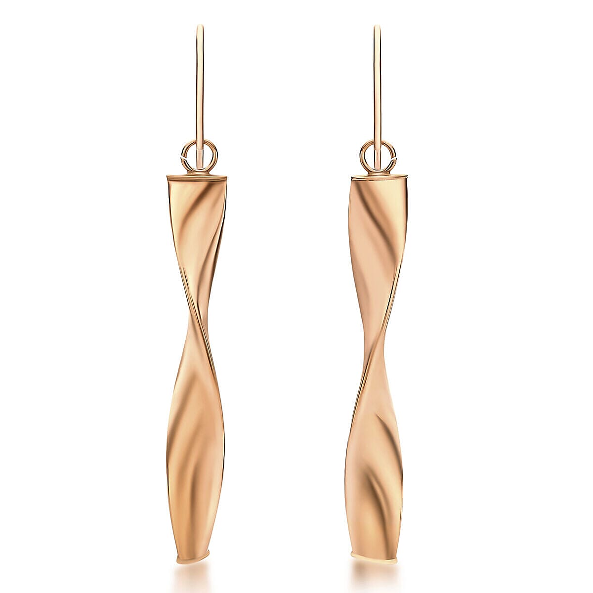 9K Rose Gold 6mm x 43mm Twist Drop Earrings 7342008 0
