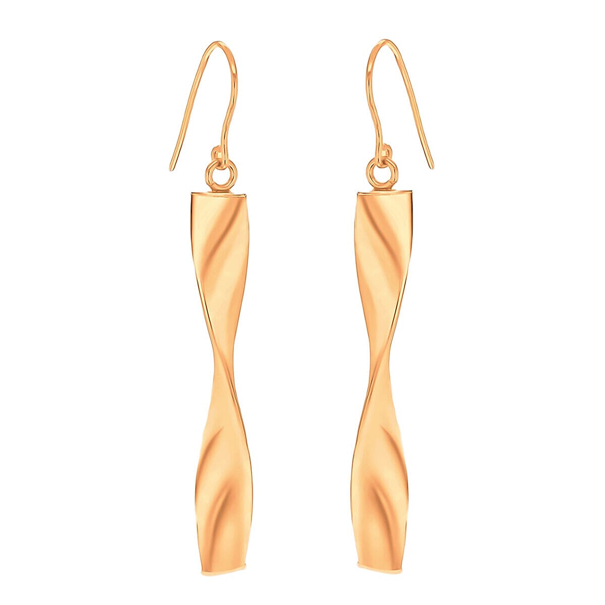 9K Rose Gold 6mm x 43mm Twist Drop Earrings 7342008 1