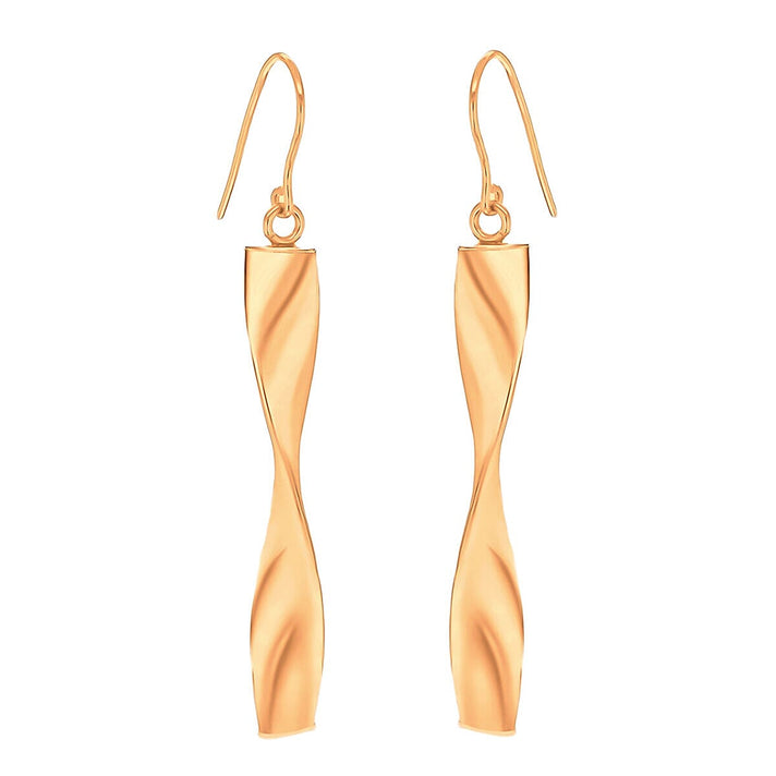 9K Rose Gold 6mm x 43mm Twist Drop Earrings 7342008 2
