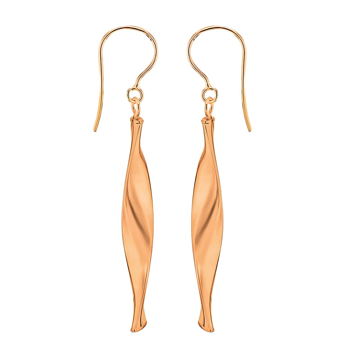 9K Rose Gold 6mm x 43mm Twist Drop Earrings 7342008 2