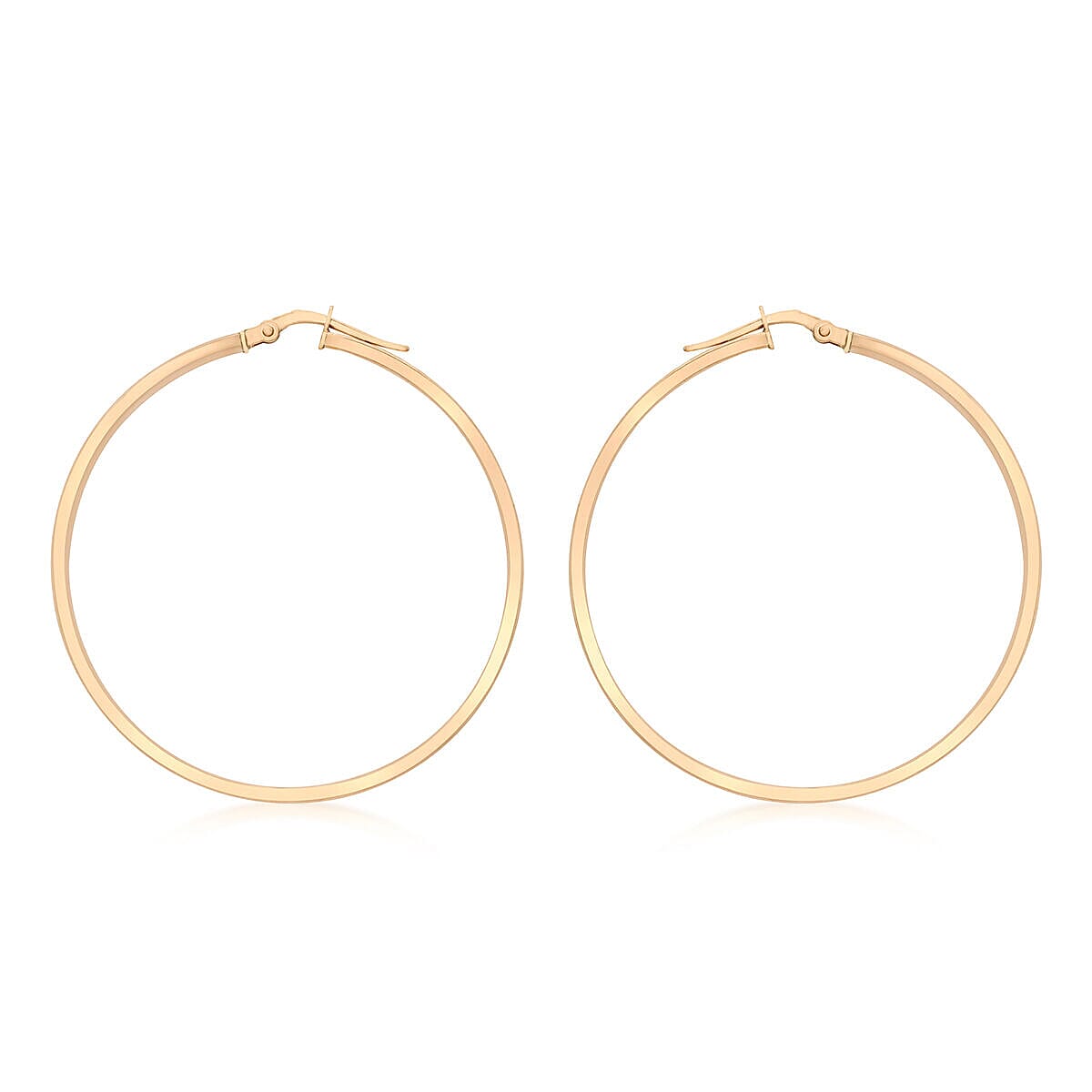 9K Rose Gold 3mm Rectangular Tube 40mm Polished Earrings 7341820 0