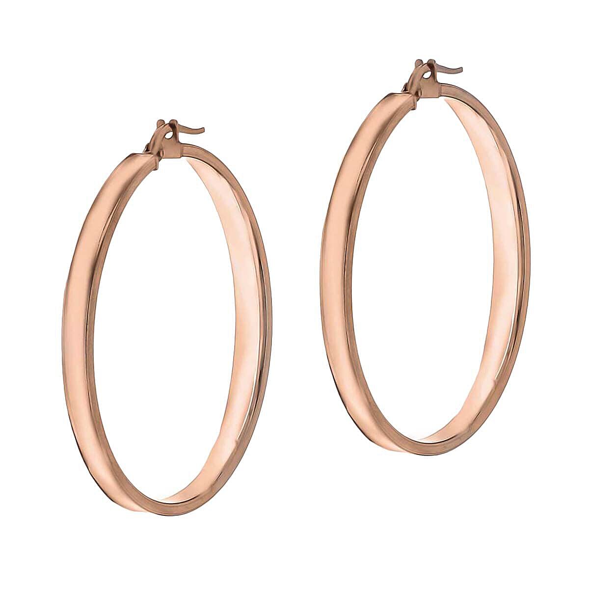 9K Rose Gold 3mm Rectangular Tube 40mm Polished Earrings 7341820 1