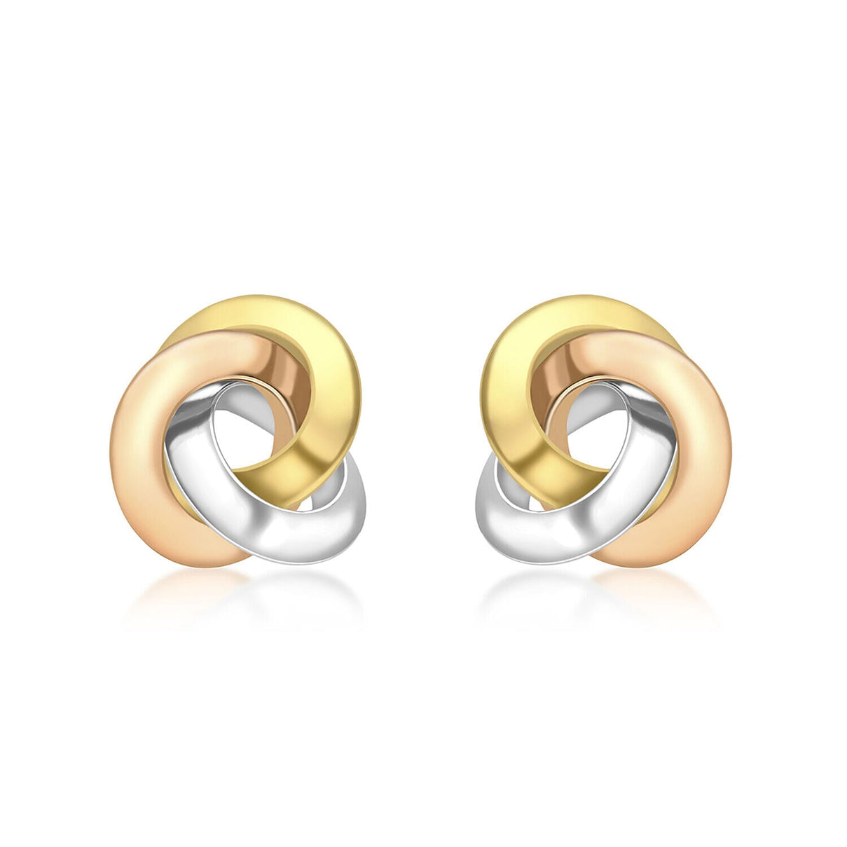 9K Three Colour Gold 13mm Triangle Tube Knot Stud Earrings 7341460 0
