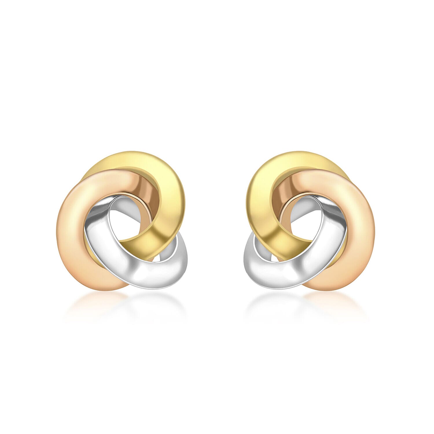9K Three Colour Gold 13mm Triangle Tube Knot Stud Earrings 7341460 0