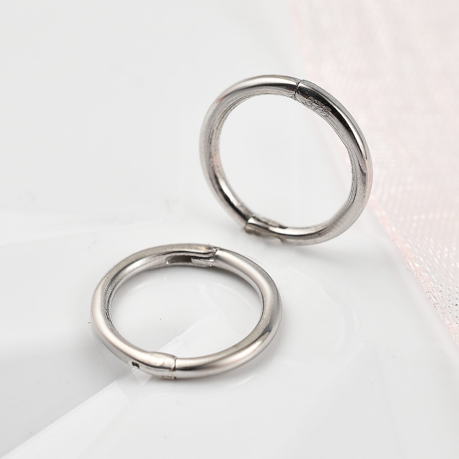 9K White Gold Huggie Earrings 7674165 1