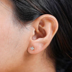 9K Rose Gold Champagne Diamond Solitaire Stud Earrings