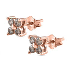 9K Rose Gold Champagne Diamond Solitaire Stud Earrings