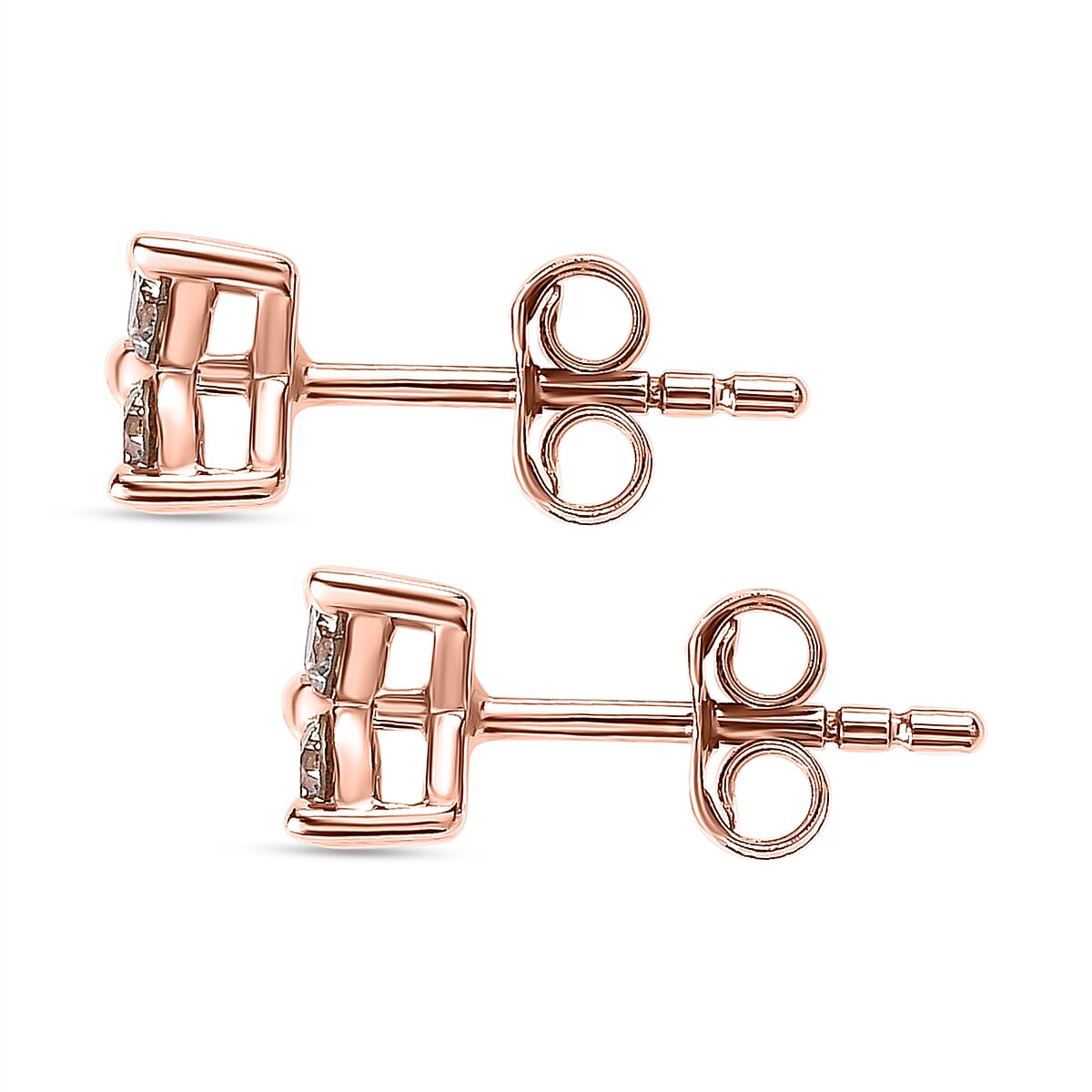9K Rose Gold Champagne Diamond Solitaire Stud Earrings 7646780 5