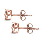 9K Rose Gold Champagne Diamond Solitaire Stud Earrings