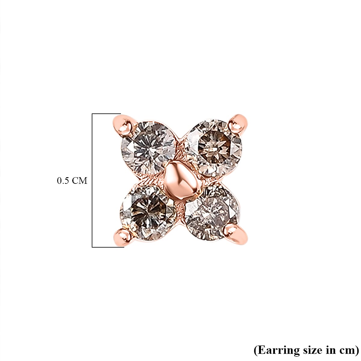 9K Rose Gold Champagne Diamond Solitaire Stud Earrings 7646780 6